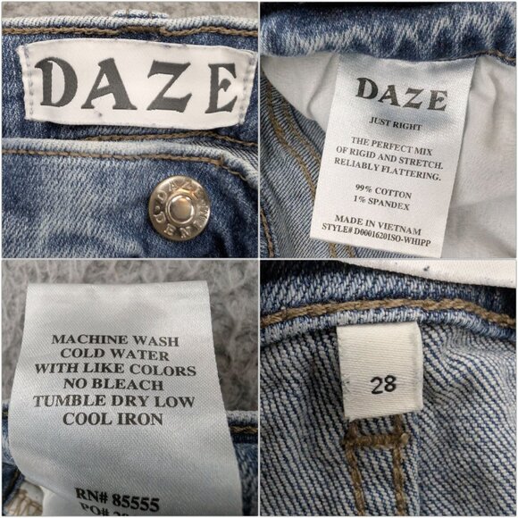 Daze Shy Girl Crop Flare Jeans Womens Light Blue Ripped Distressed Fringe Sz 28 - Picture 5 of 10